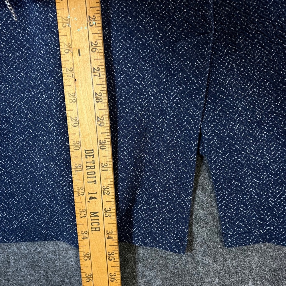 Lucky Brand Navy Blue White Herringbone Open Front Cardigan Jacket XL - Picture 5 of 13
